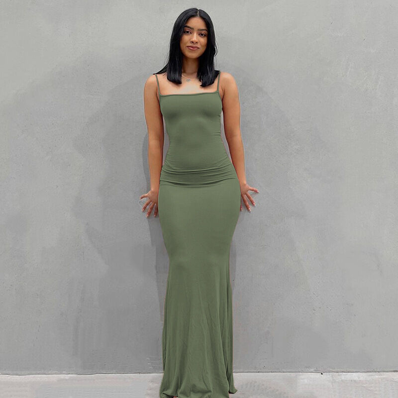 Satin trơn không tay hở lưng đầm maxi nữ 2022 y2k mùa hè ôm body sang trọng gợi cảm bộ trang phục nữ sinh nhật câu lạc bộ sundress