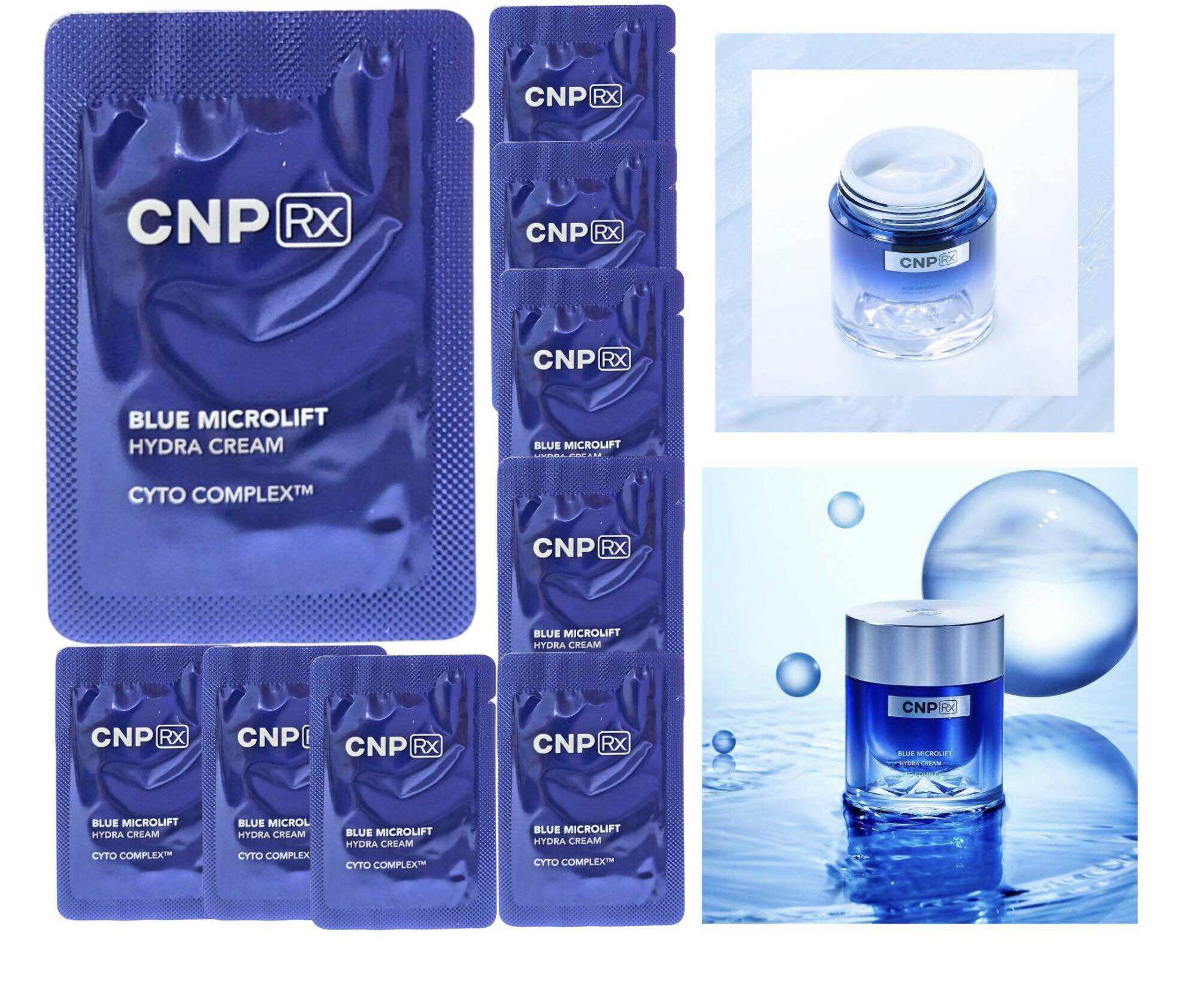 Combo 10 Gói sample Kem dưỡng cấp nước, phục hồi da Blue Microlift Hydra CNP(Rx) cream