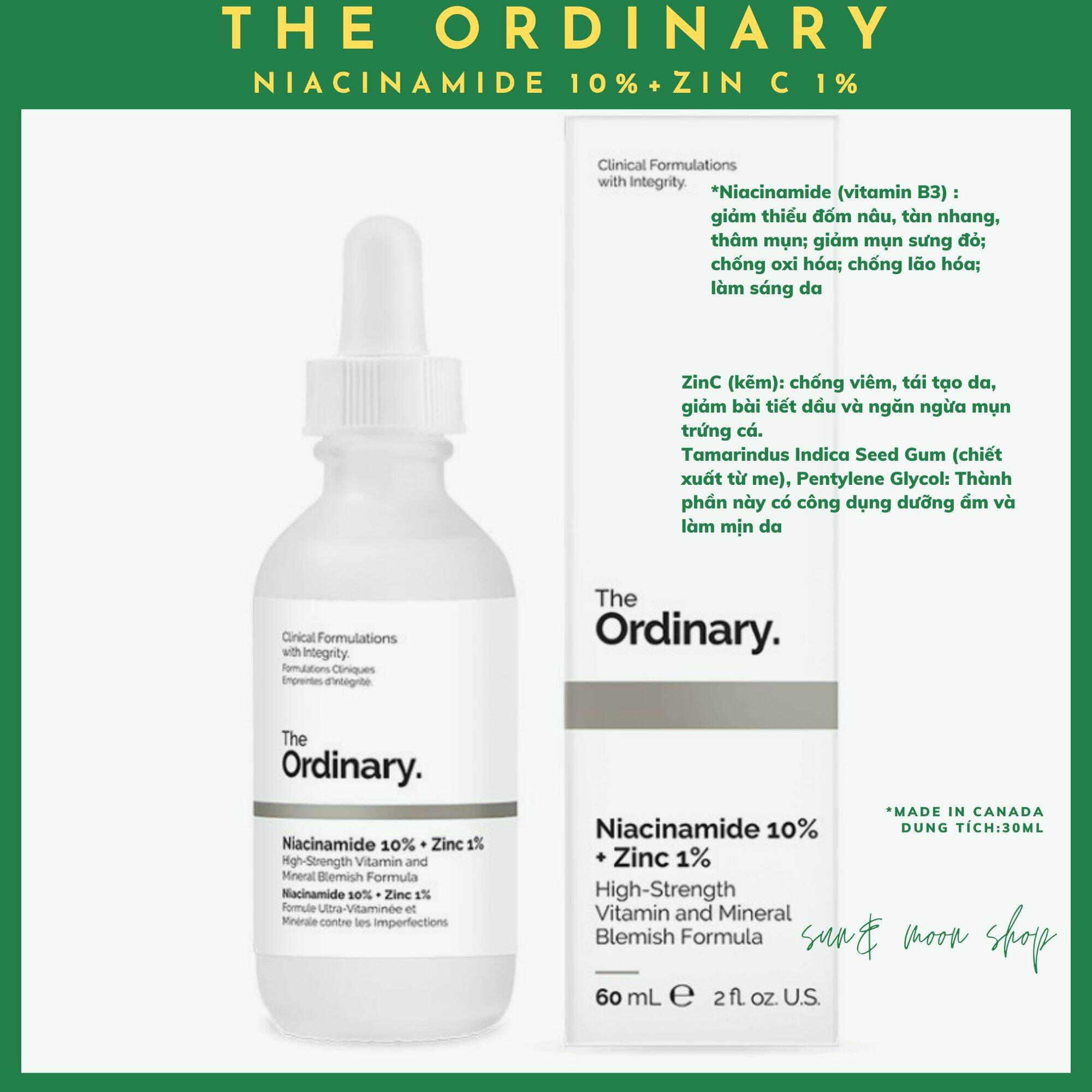 Serum Niacinamide 10%+Zinc 1% The Ordinary Dành Cho Da Dầu Lỗ Chân Lông To