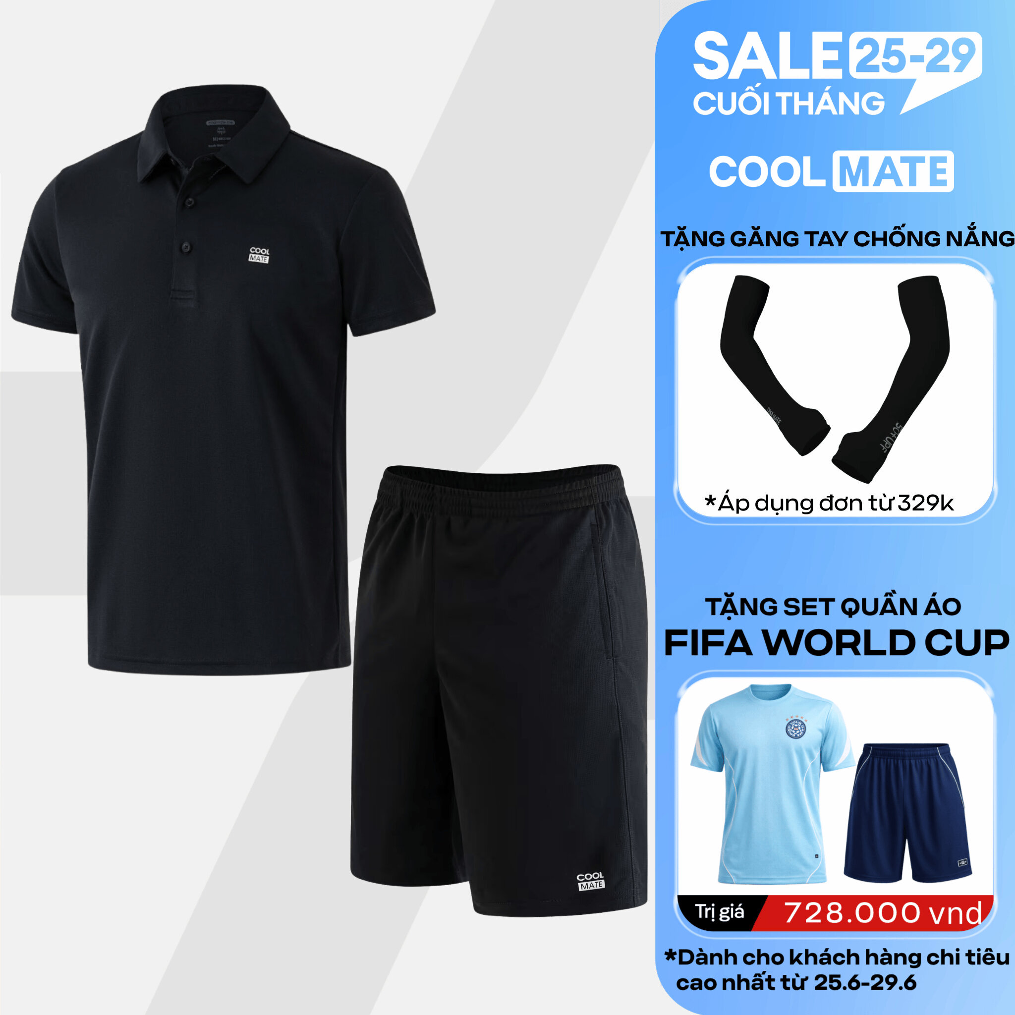 [TẶNG QUÀ ĐƠN TỪ 329K]Set đồ, bộ thể thao nam tập Gym, Pickleball ProMax S1 Áo Polo + Quần shorts mềm mại, thoáng khí, nhanh khô logo Coolmate