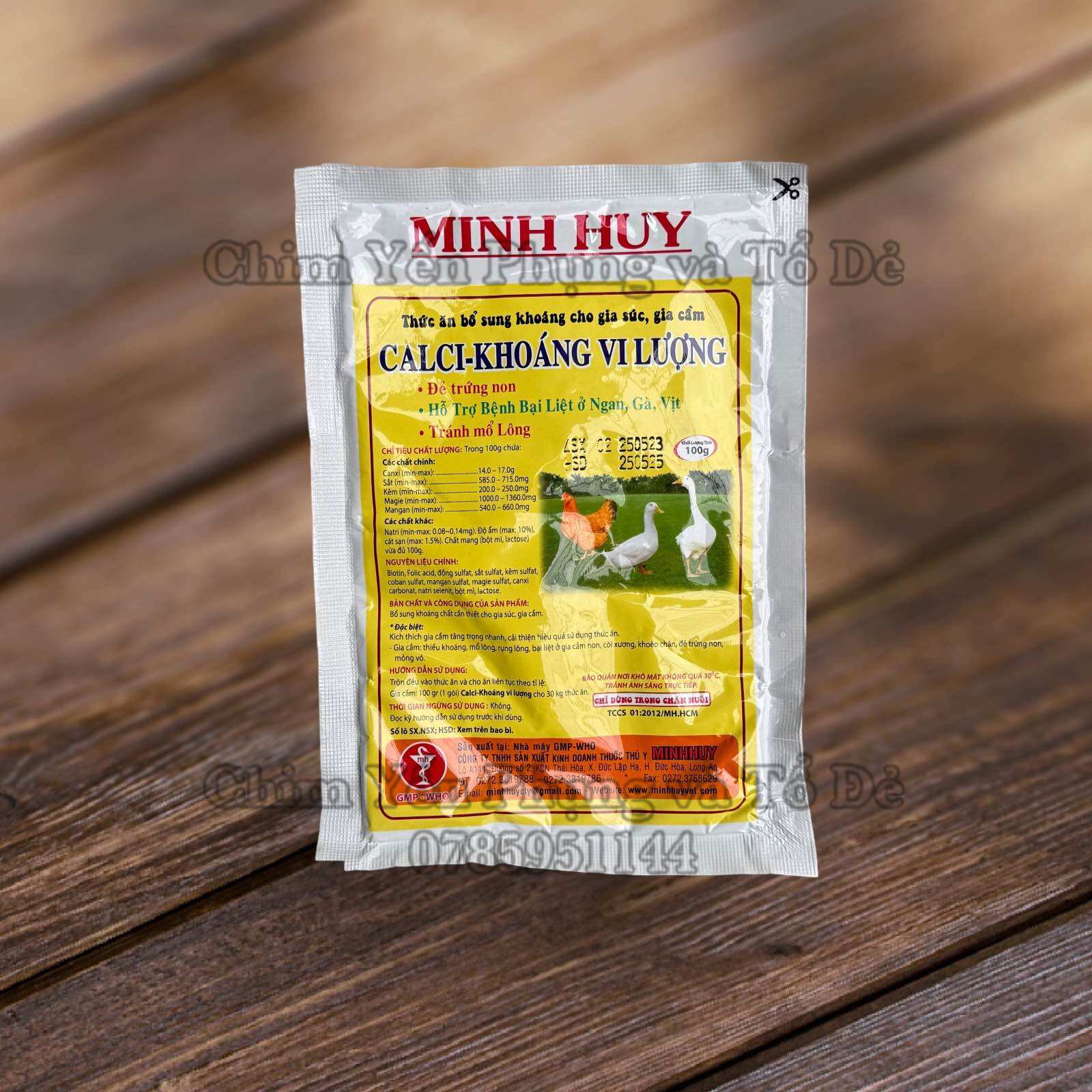 Khoáng Minh Huy bổ sung Khoáng Chất thiết yếu cho Gia Cầm (gói 100g).