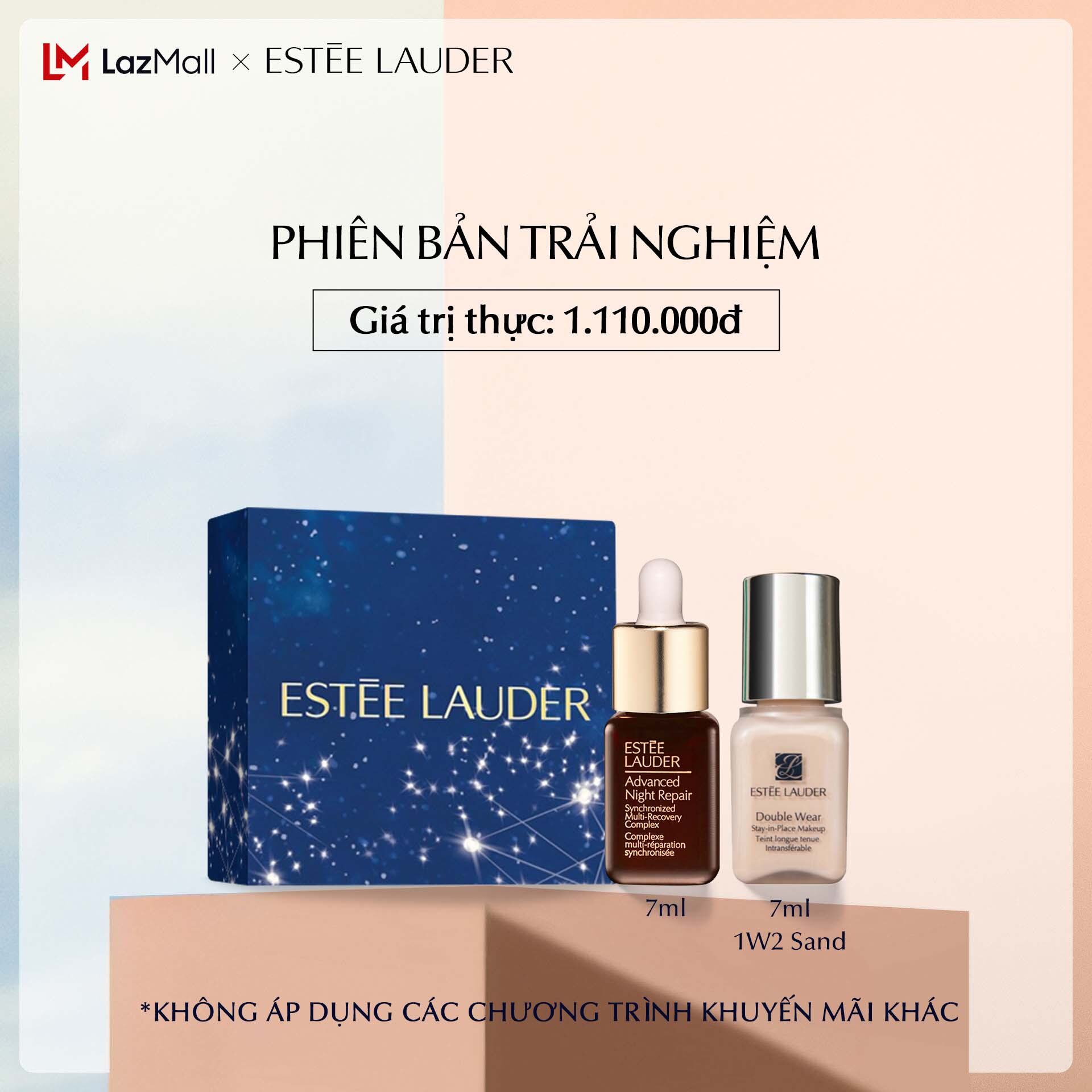 [PHIÊN BẢN TRẢI NGHIỆM] Bộ 2 Estee Lauder - Tinh chất phục hồi chống lão hóa Estee Lauder Advanced Night Repair Synchronized Multi-Recovery Complex - Serum 7ml + Kem nền lâu trôi Double Wear 7ml