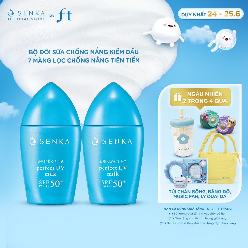 TIẾT KIỆM HƠN - Bộ 02 ​Kem chống nắng Kiềm Dầu dạng sữa Senka Perfect UV Milk 40ml