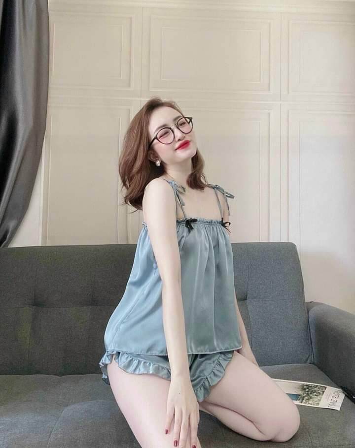 Bộ ngủ 2 dây satin lụa