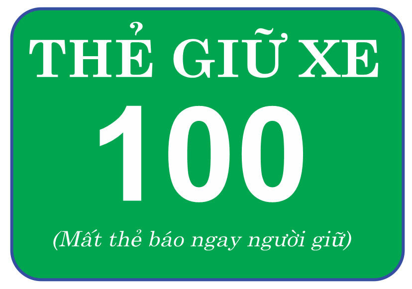 100 thẻ giữ xe ép plastic chống nước. Chỉ in số không in thông tin