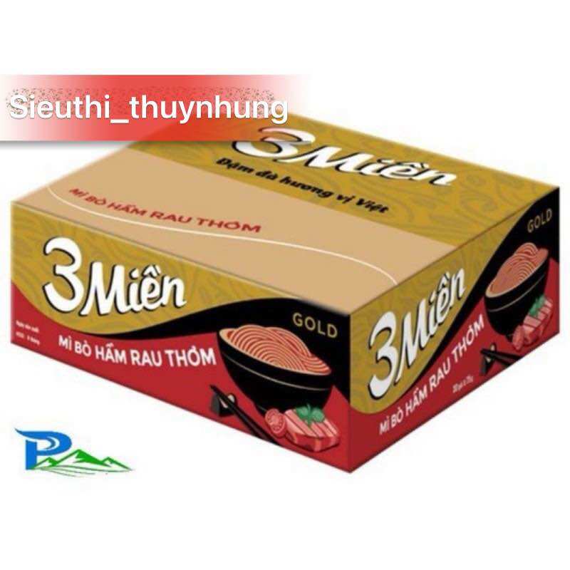 Thùng 30 + 2 gói x 75g mì tôm 3 miền