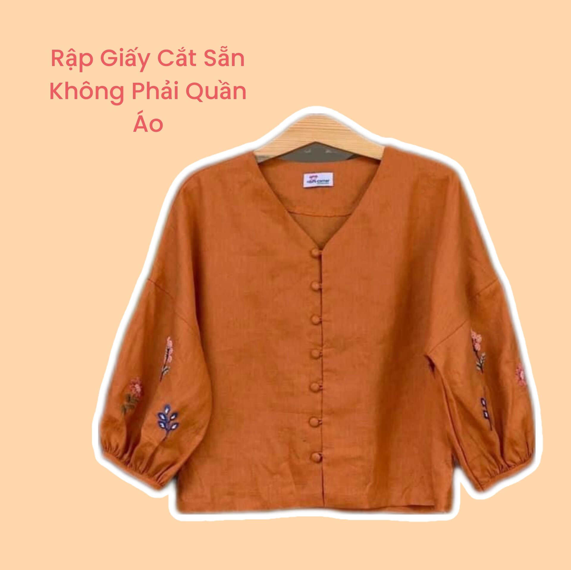 Rập giấy cắt sẵn - Rập giấy may áo suông rộng cổ tim cài cúc trước nữ