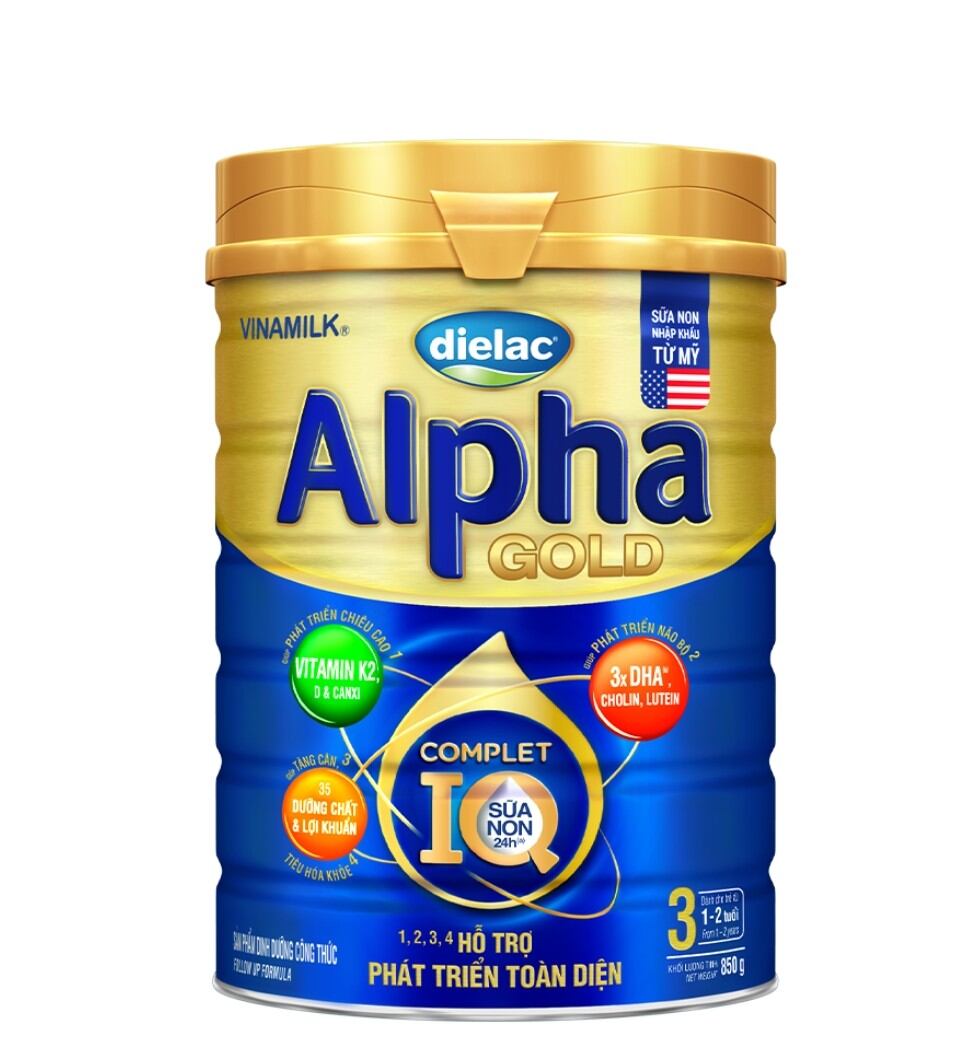 Sữa bột vinamilk dielac alpha gold iq step 3 - hộp thiếc 850g