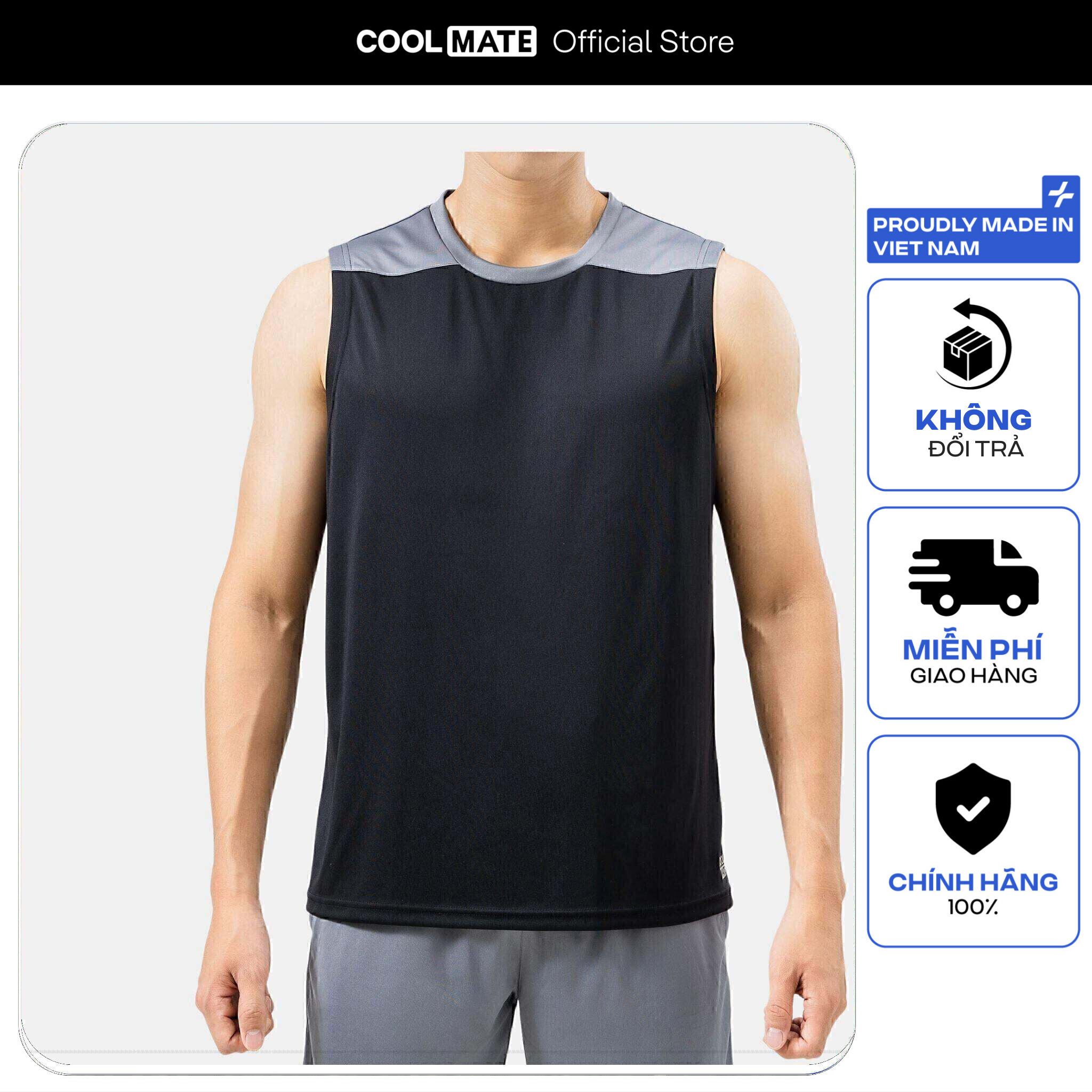 [MUA 3 GIẢM 12%][OUTLET - Không đổi trả]Áo Tanktop thể thao nam Active phối màu thoáng khí - Coolmat