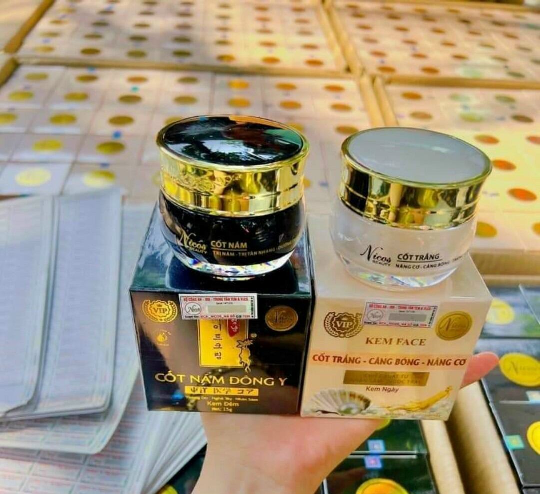 Combo kem face nicos cốt nám đông y + kem face cốt trắng đông y 15g