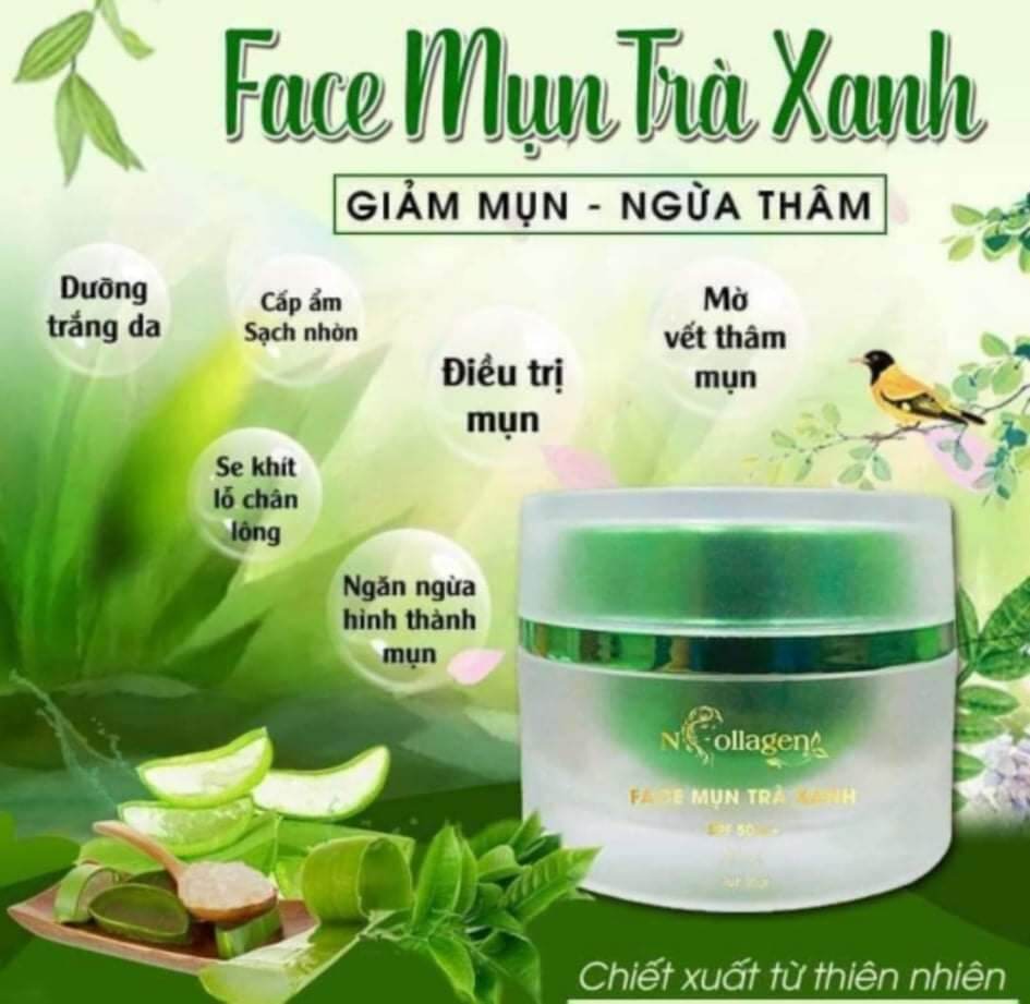 Kem face mụn trà xanh ncollagen