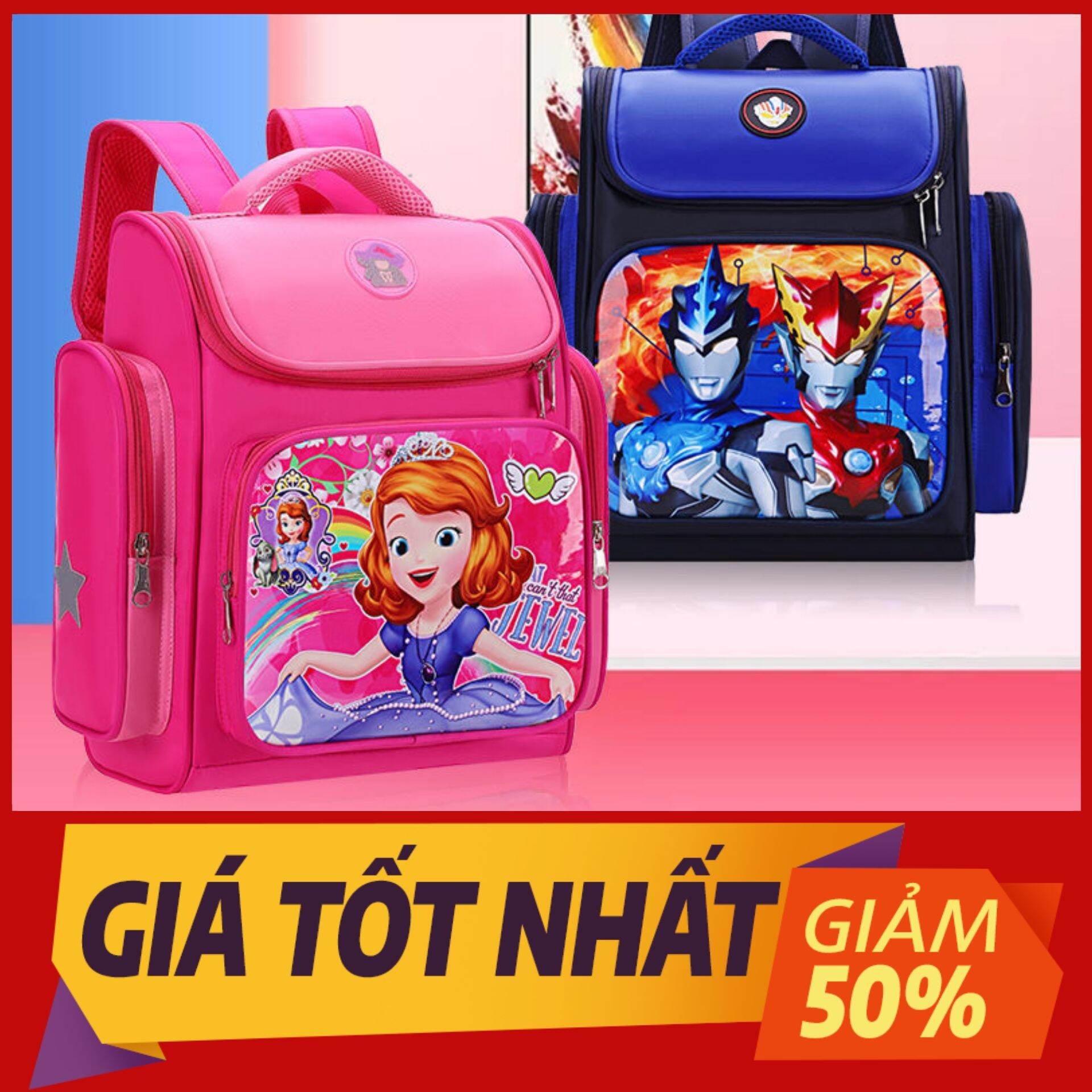 [Freeship]Balo chống gù lưng trẻ em in hình Công chúa, Balo siêu nhẹ cho bé gái cấp 1&2 BLN01 [CEC Store]