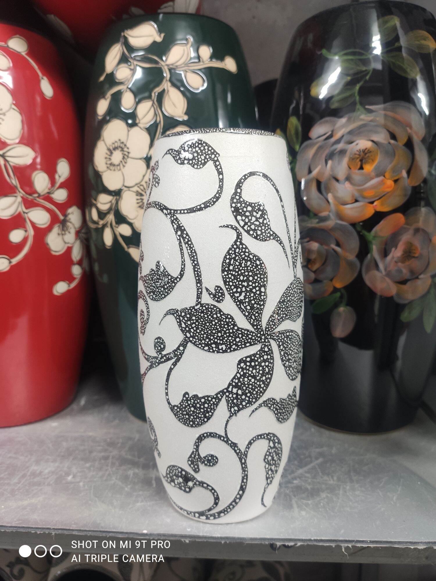 Lọ hoa Gốm Sứ Bát Tràng_Bình bông cao 22cm_Trang trí decor cao cấp