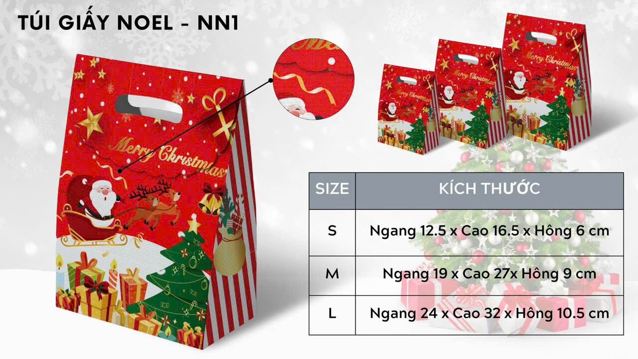 Túi giấy noel có nắp đựng quà