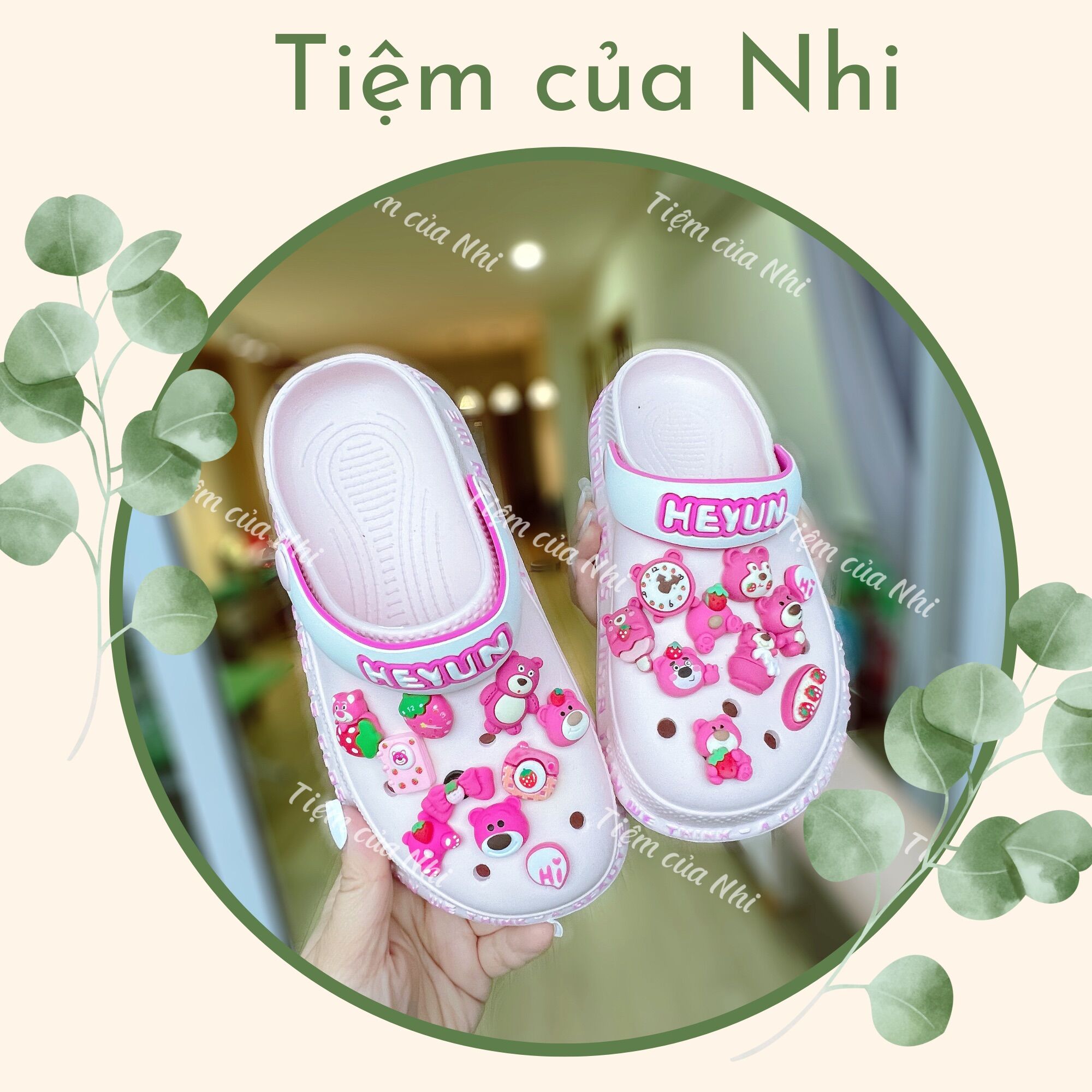 Set 20 charm gấu dâu lotso gắn dép