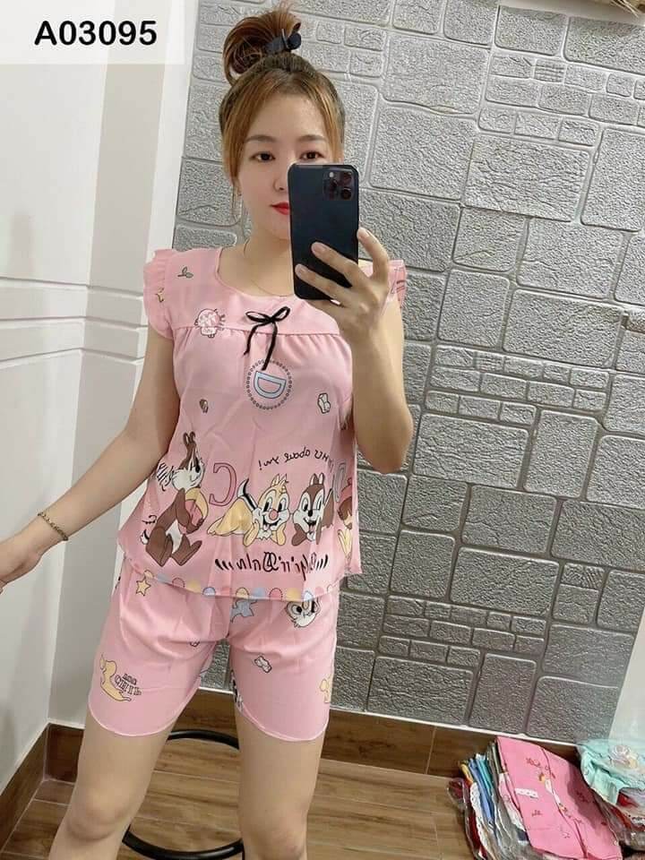 Đồ bộ mặc nhà kate lụa dễ thương cho nữ - KT3