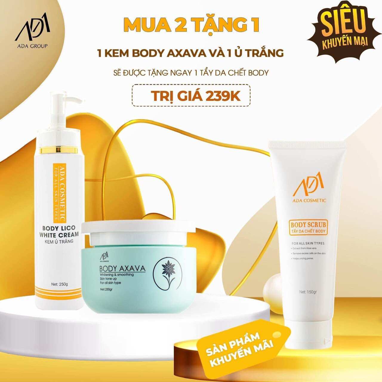 Combo kem ủ trắng & kem body ada group - 250g
