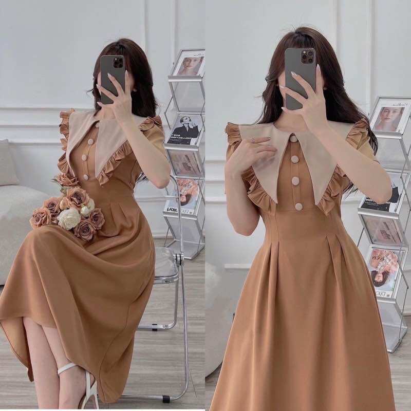 Set đầm Nâu Vintage - có đủ size Mẹ & Bé