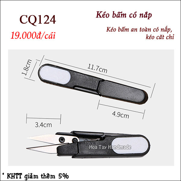 Kéo bấm có nắp - kéo bấm an toàn cq124 - hoa tay handmade