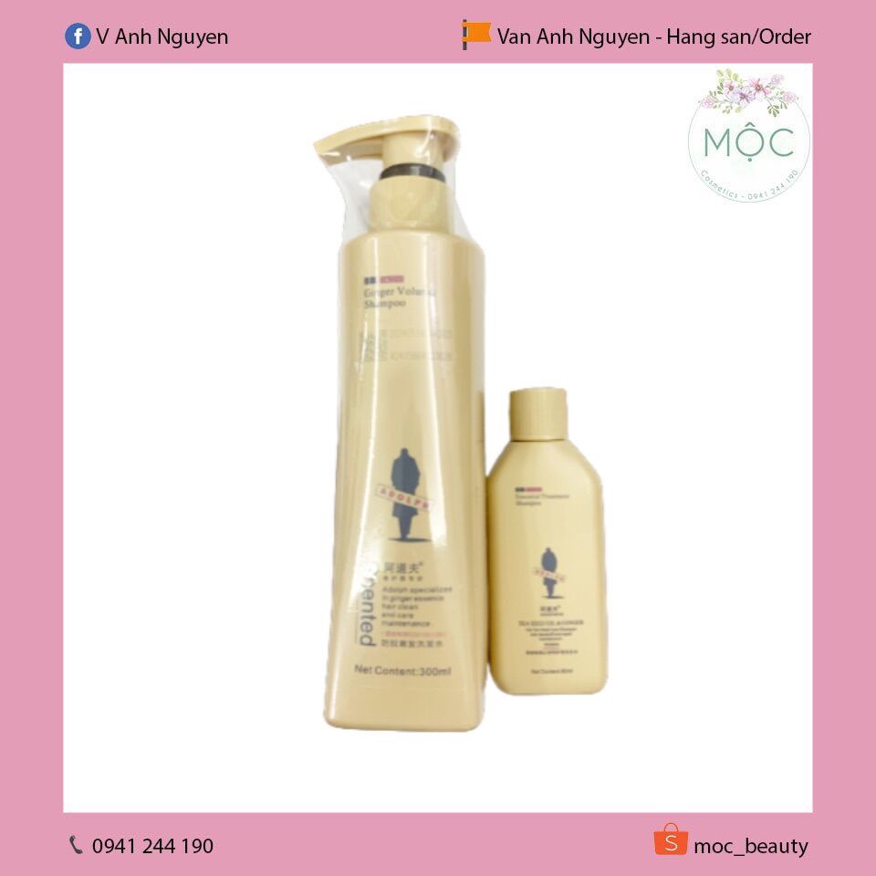 Dầu gội gừng Adolph chai 300ml tặng chai mini 80ml