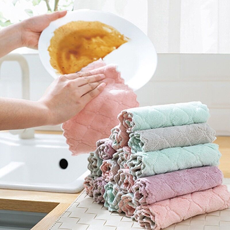 Combo 10 khăn lau bếp 2 mặt thấm hút tốt