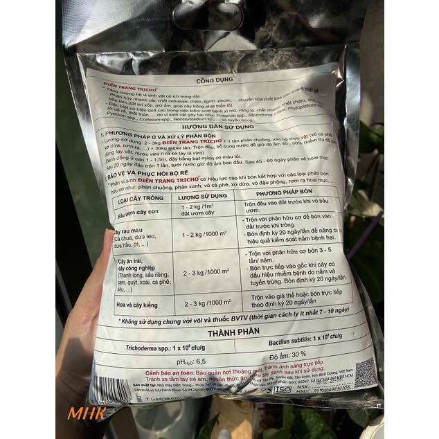 Túi 1kg Trichoderma (men vi sinh / nấm đối kháng) Điền trang - Dùng ủ phân, xử lý nấm đất