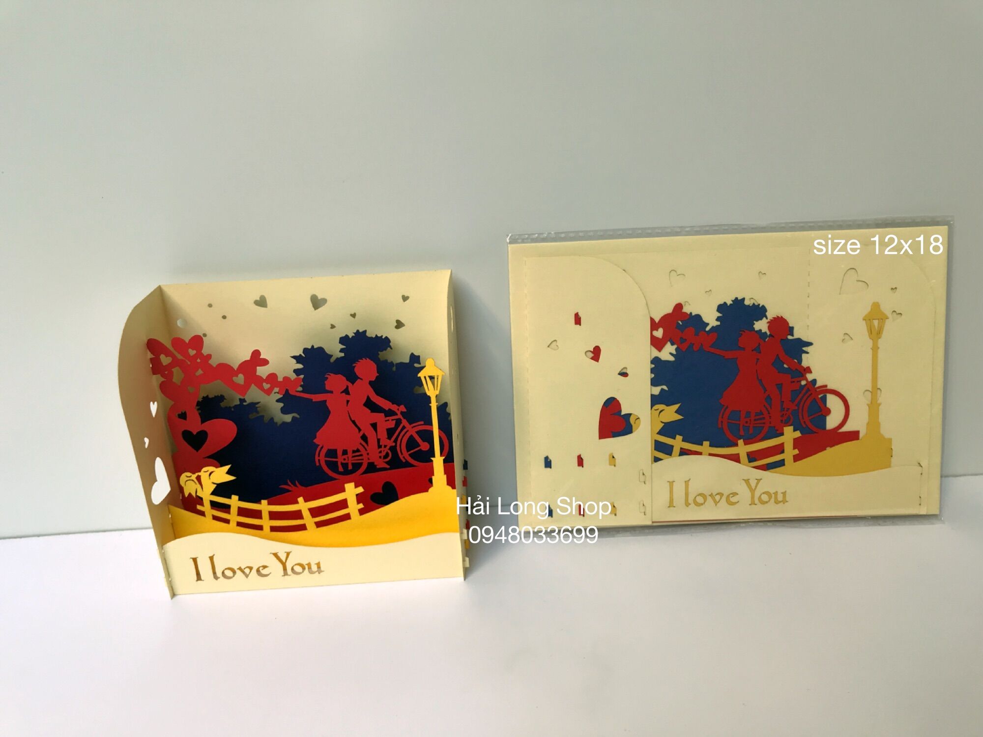 Hộp Tình Yêu 2 ( đạp xe ) - Love - Thiệp 3D