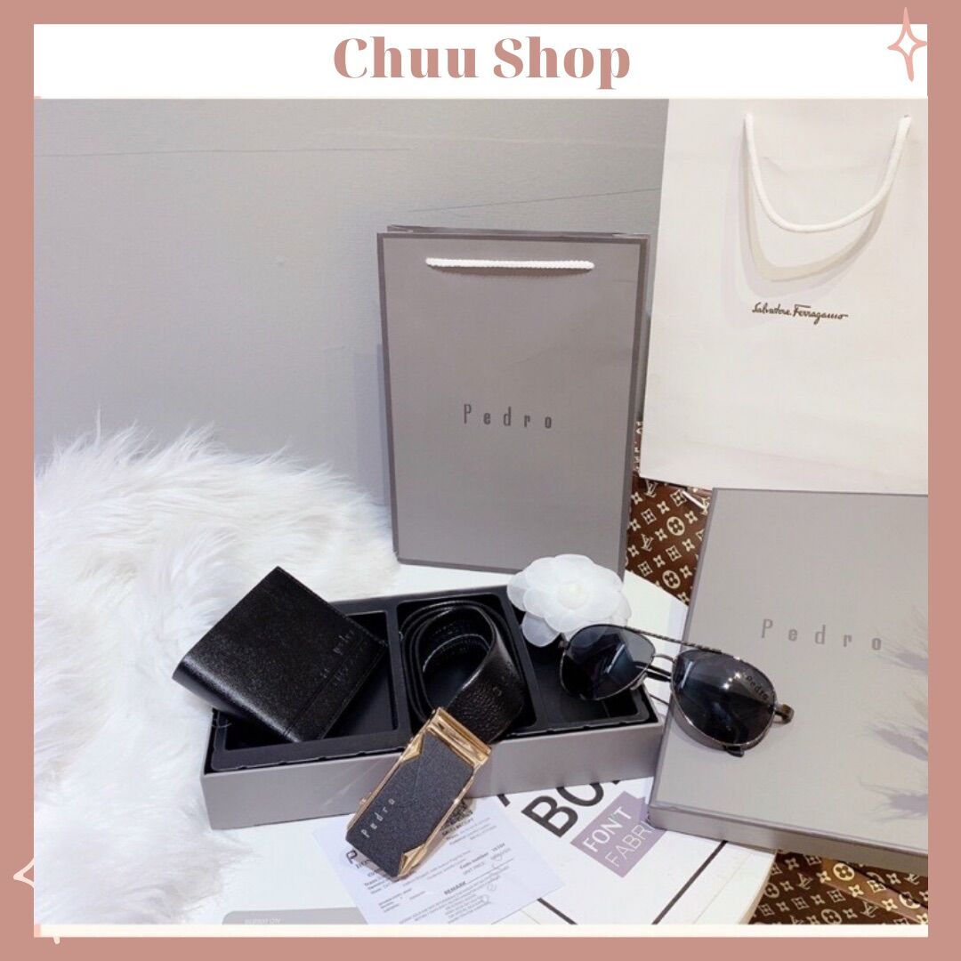 Combo pedro ví + thắt lưng + mắt kính nam,