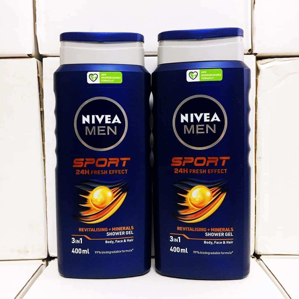 Sữa tắm + dầu gội + sữa rửa mặt 3in1 nivea men sport 400ml