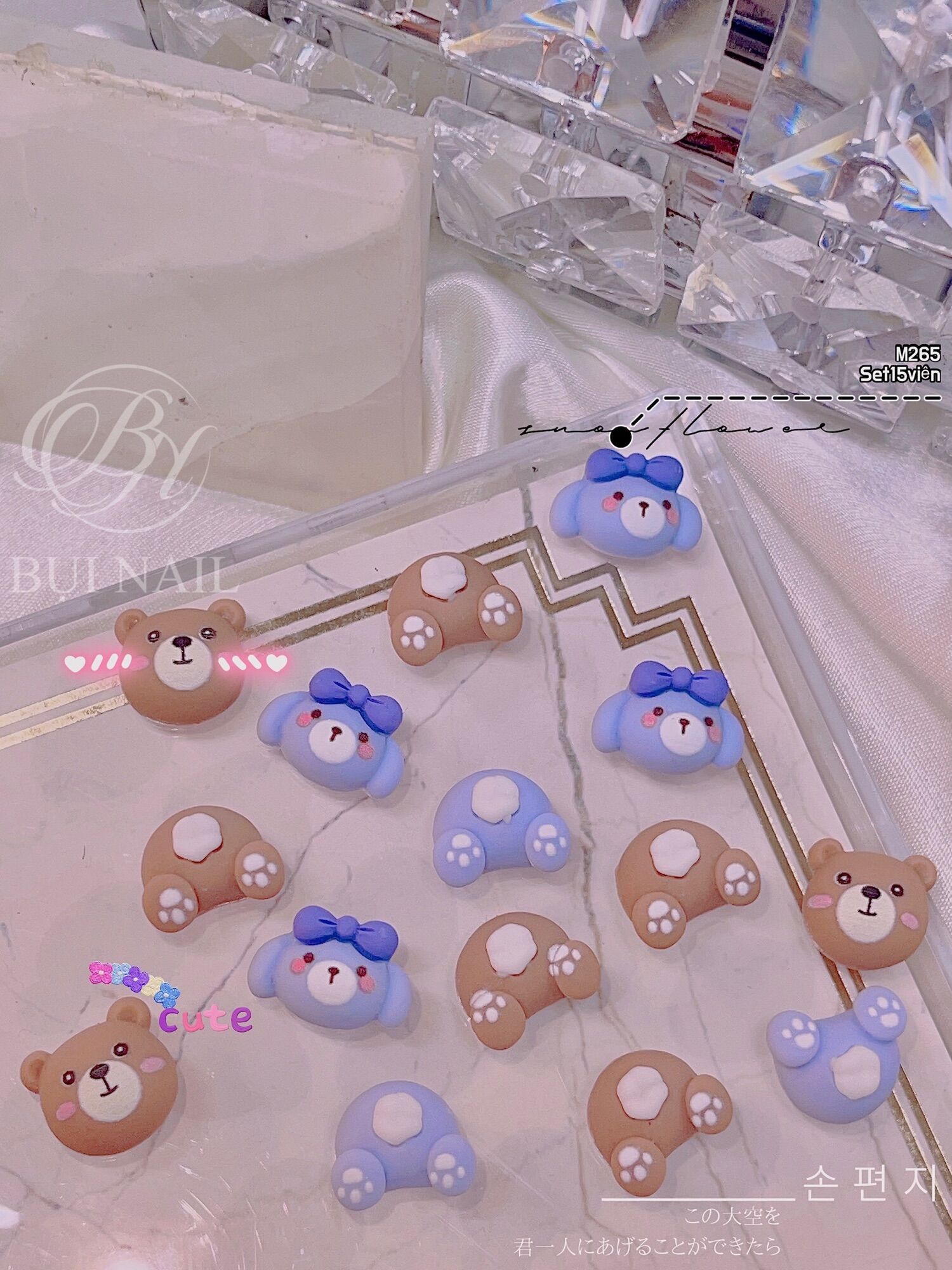 Charm gấu m265 set 15 viên 27k
