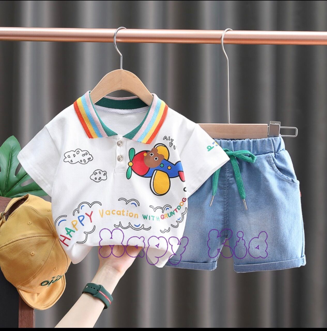 Set bộ áo cổ polo và quần jean cho bé trai sành điệu