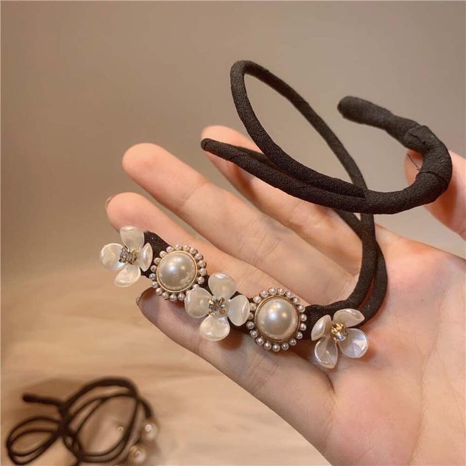 Búi tóc đính ngọc siêu xinh