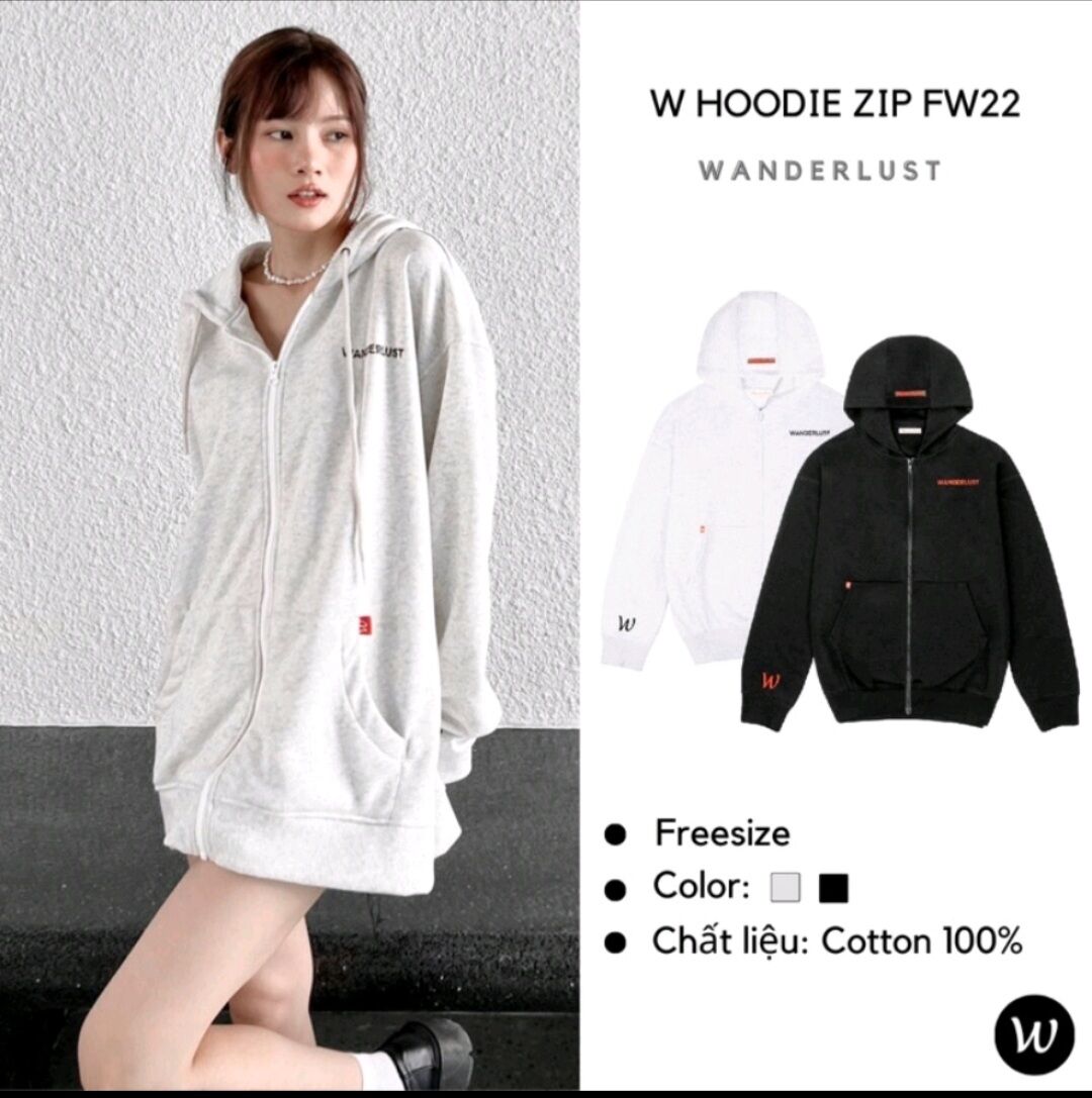 Áo khoác w hoodie zip fw22