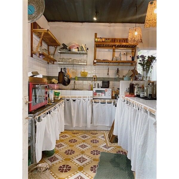 Rèm Bếp Kiểu Nhật Quai Treo Vintage - Không kèm thanh treo