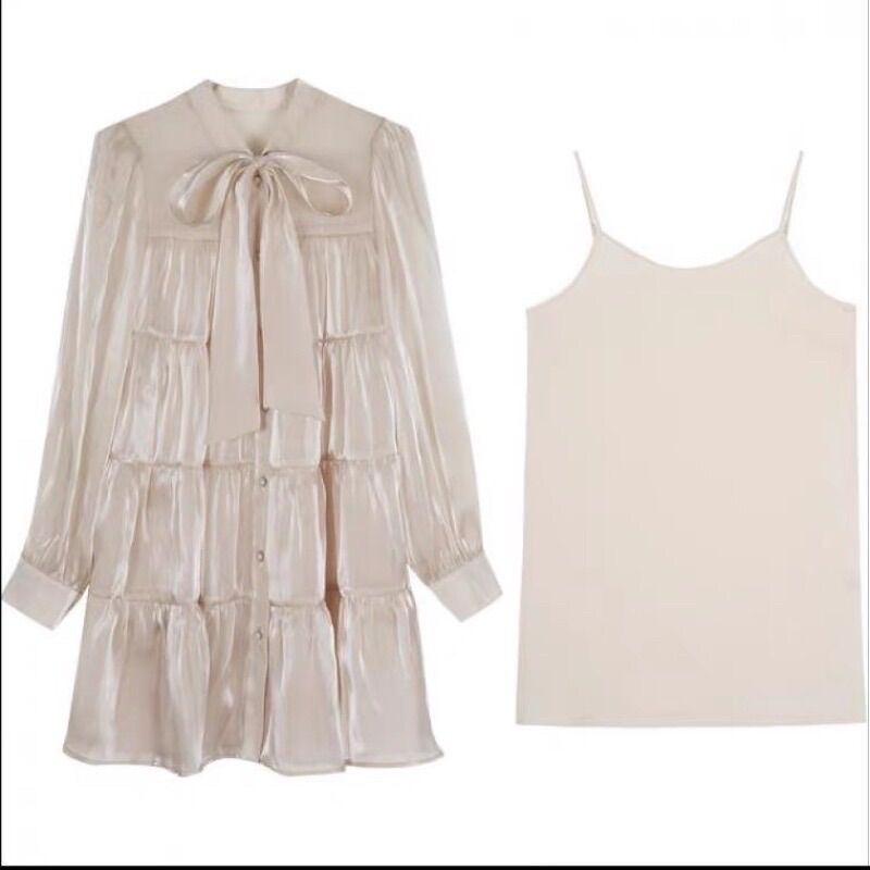 Váy babydoll lụa xếp tầng / mina’s house