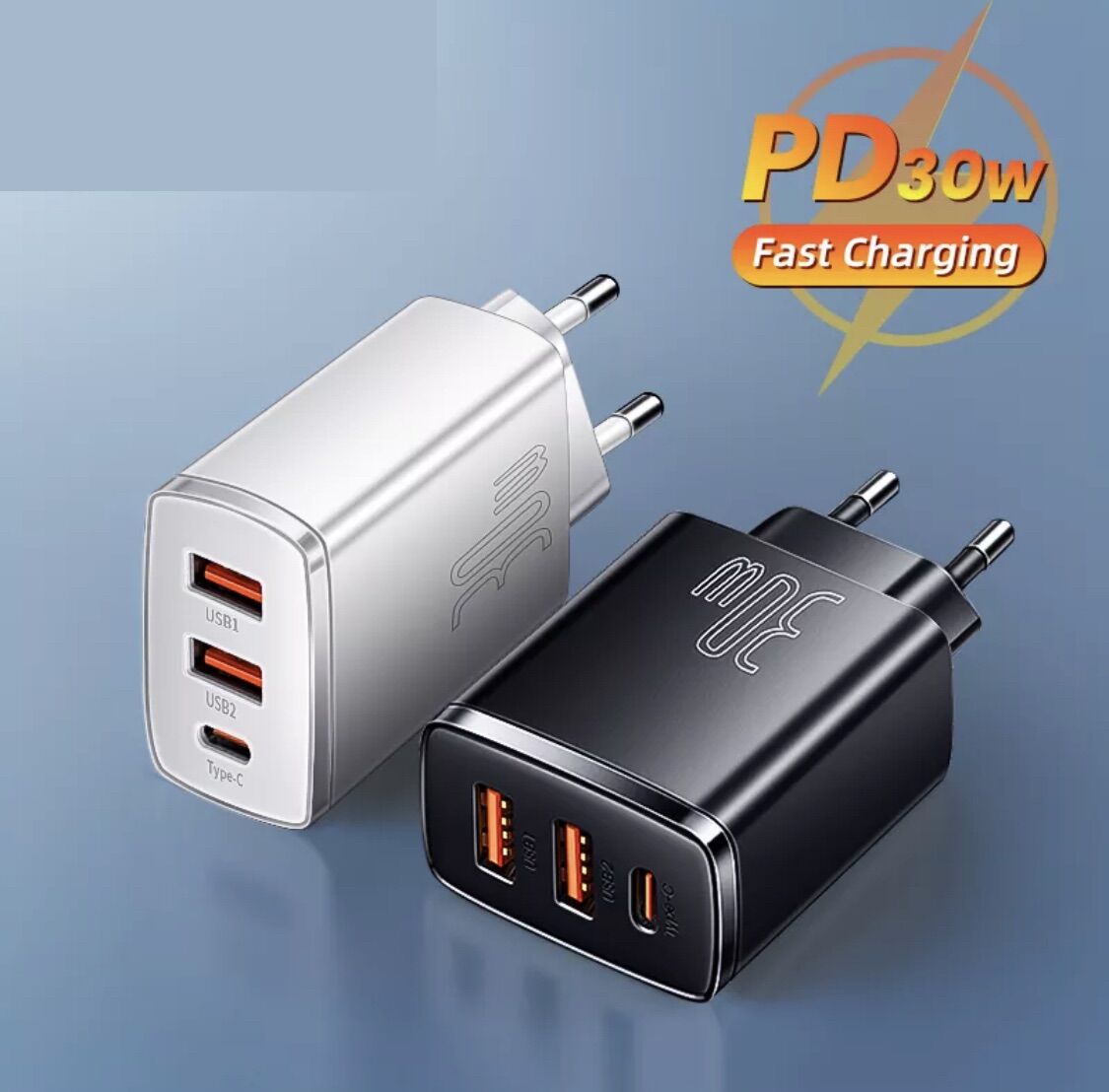 Củ sạc nhanh 30w baseus 3 cổng typec/ usb hỗ trợ qc4.0/pd3.0