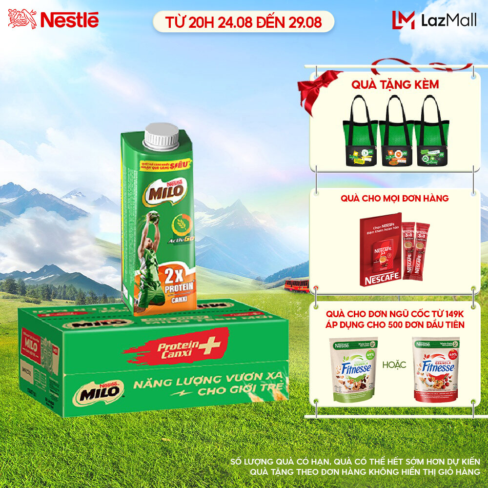 Sữa lúa mạch nestlé® milo® teen protein canxi thùng 24 hộp x 210 ml