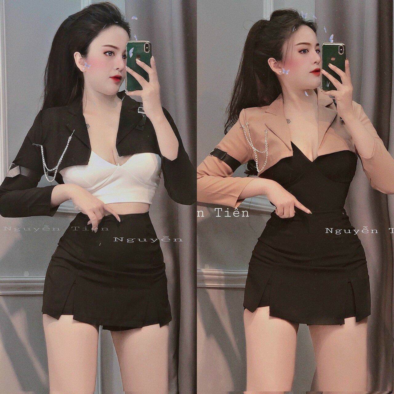 Chân váy xẻ 2 bên giả quần sexy