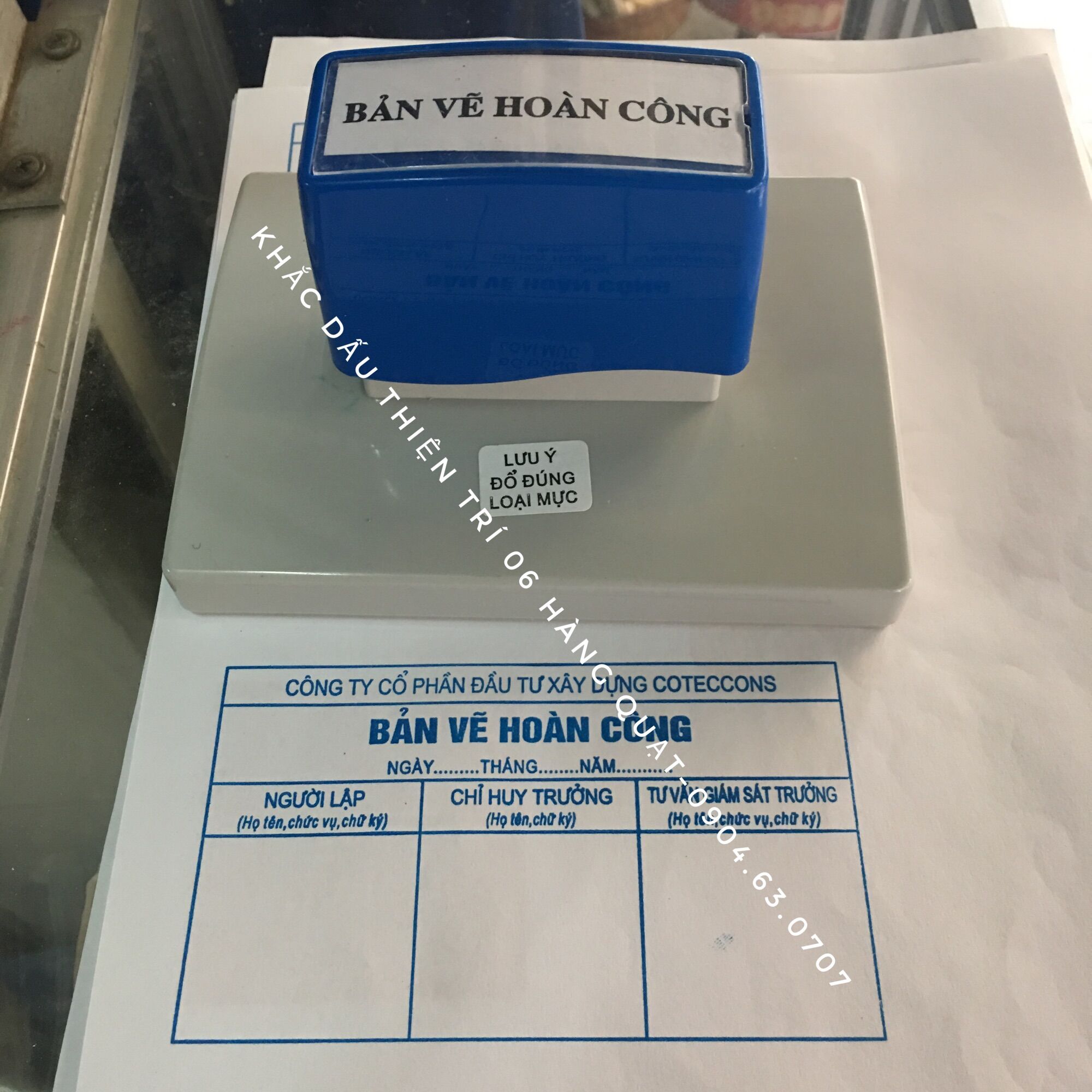 Hộp dấu liền mực bản vẽ hoàn công cỡ lớn
