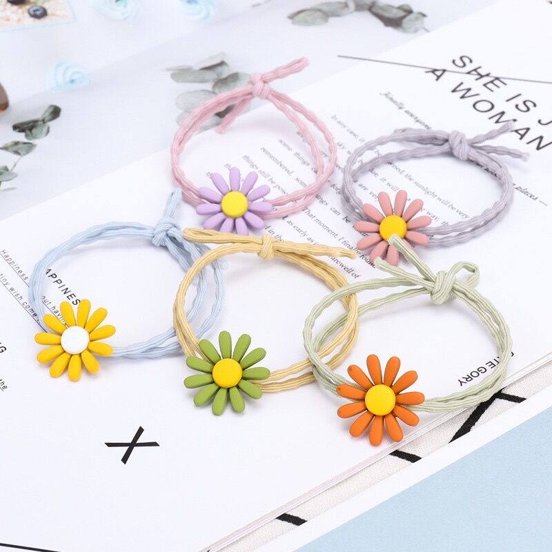 dây cột tóc đính cườm nhiều màu ( giao màu ngẫu nhiên)