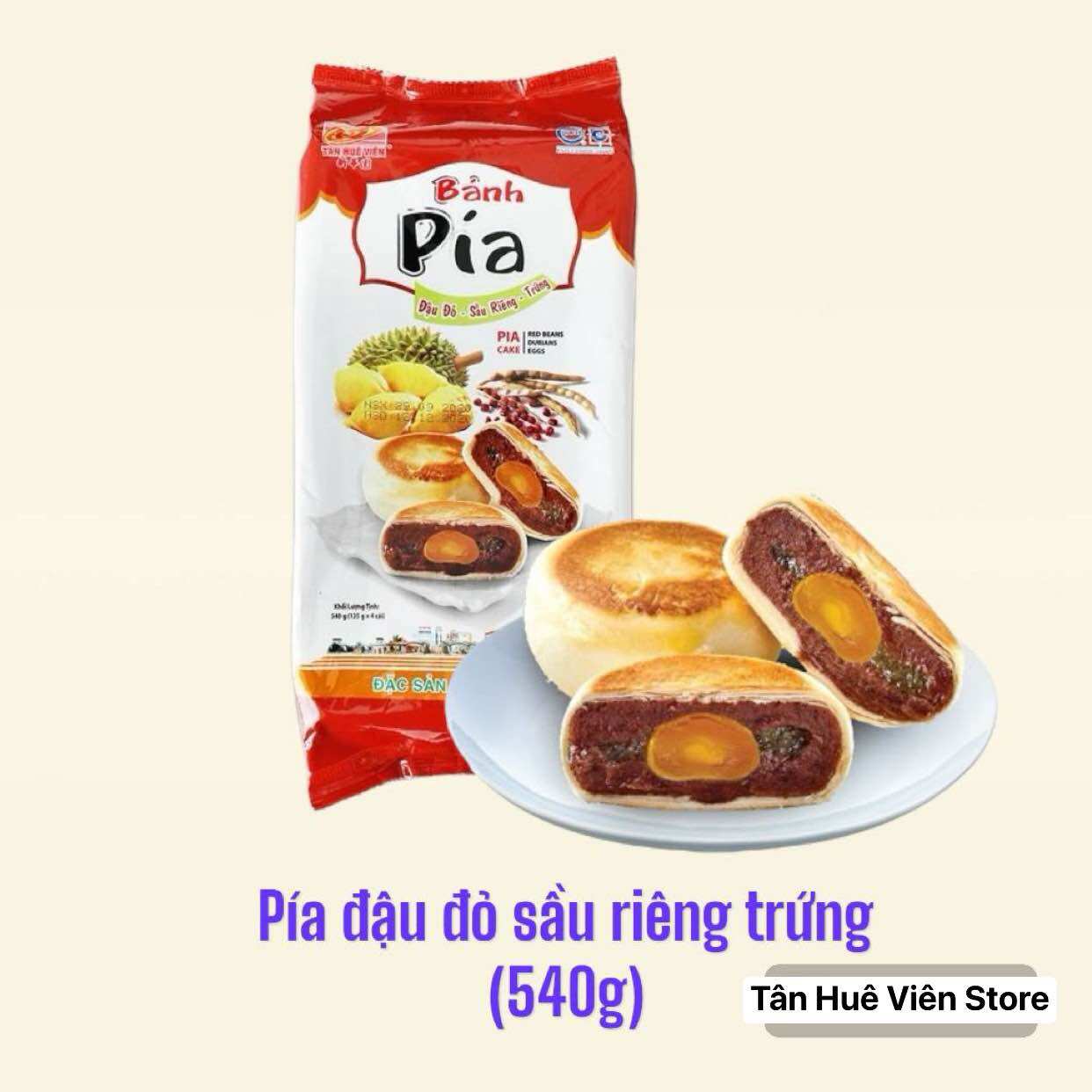 Pía đậu đỏ trứng Tân Huê Viên