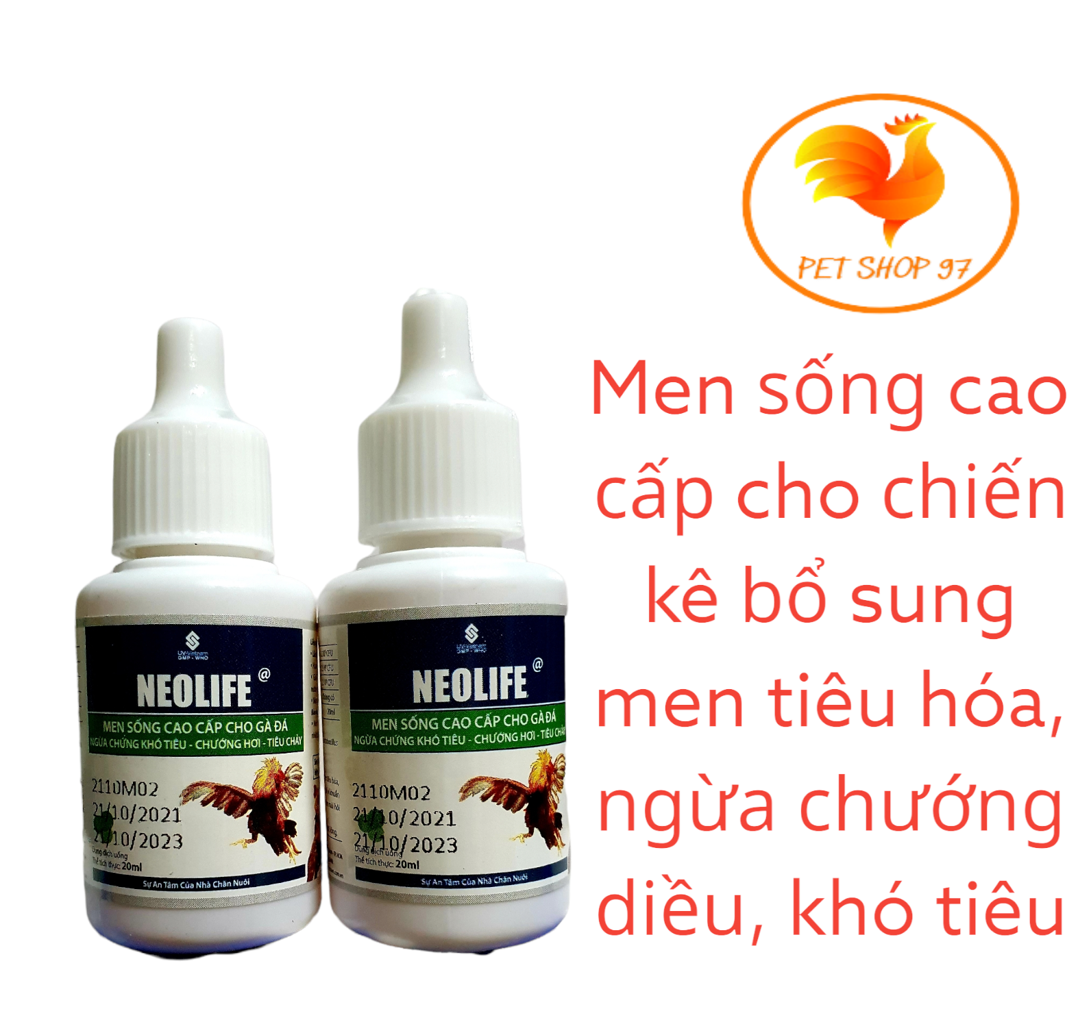 Men sống cao cấp neolife dành cho gà đá lọ 10ml ngừa chướng diều, khó tiêu, bổ sung men tiêu hóa