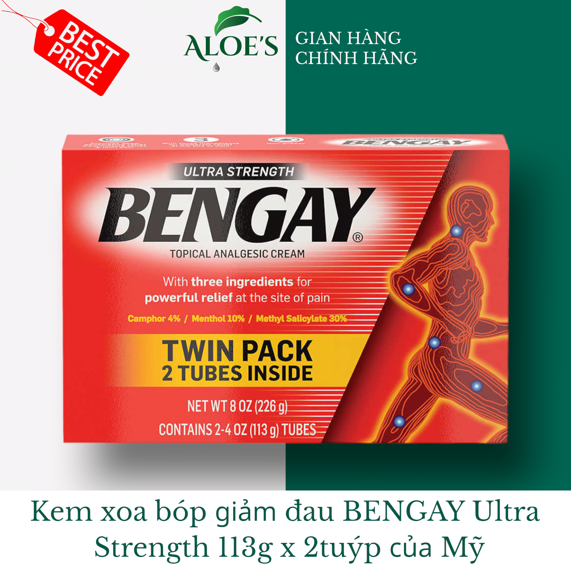 Kem xoa bóp giảm đau bengay ultra strength 113g