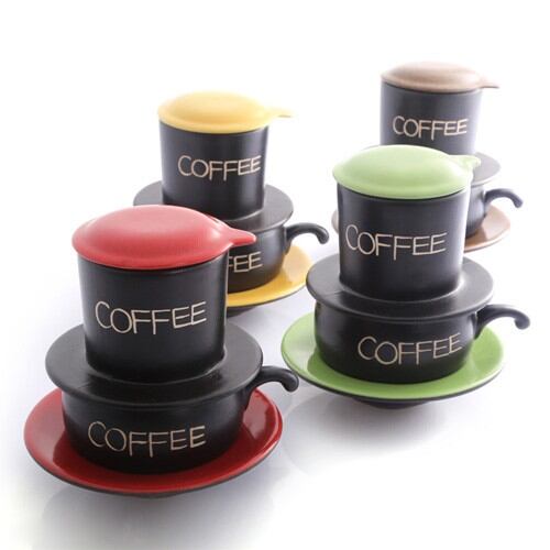 Bộ phin Cà phê sứ,phin cafe kèm cốc Gốm Sứ Bát Tràng cao cấp