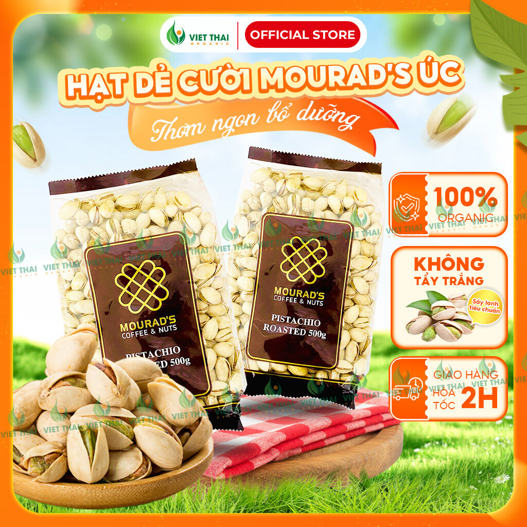   NHẬP ÚC  Hạt Dẻ Cười Úc Mourads - Hàng Ngon KHÔNG TẨY TRĂNG Gói 500G - Việt Thái Organic 