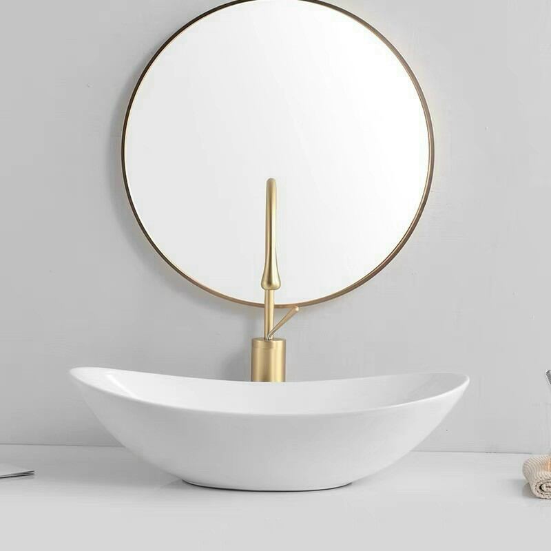 Lavabo sứ để bàn thuyền, ovan Trắng