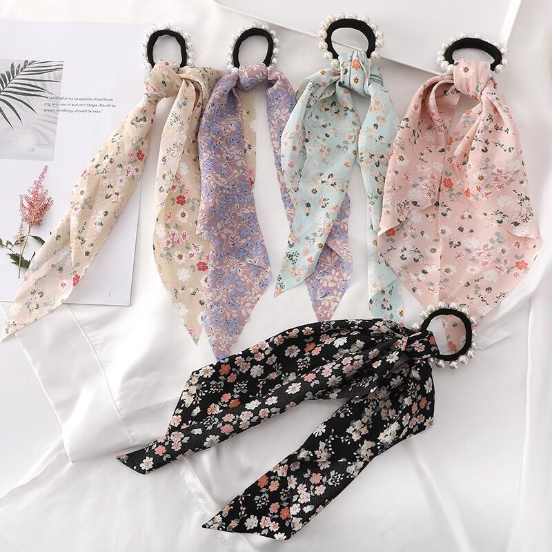 Ruy băng lụa cột tóc, khăn quàng cổ, dây buộc tóc dành cho nữ phong cách Hàn Quốc