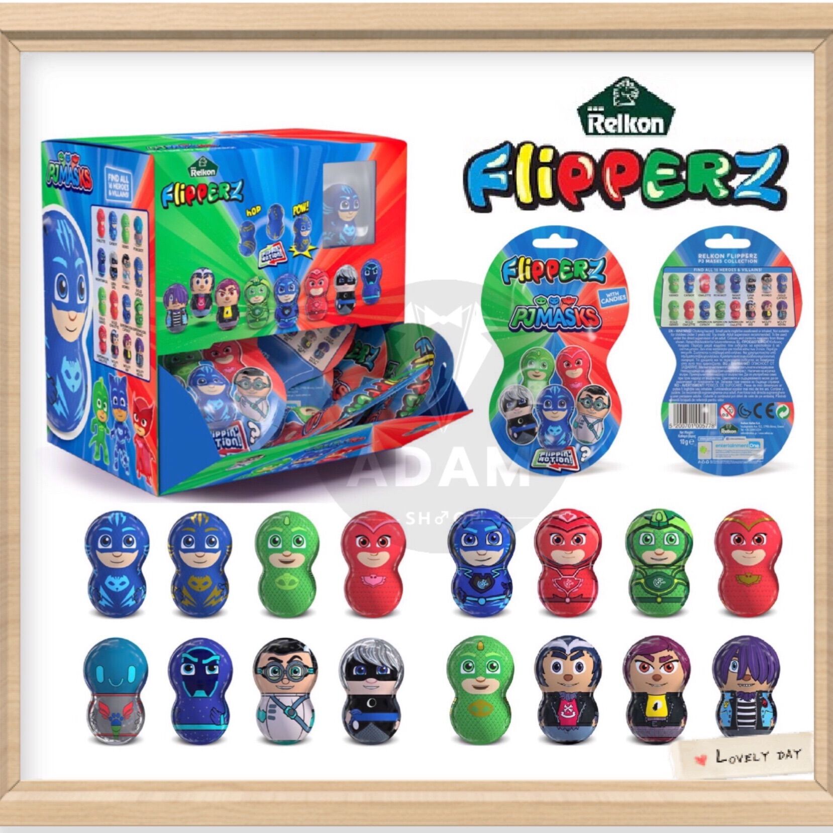 Kẹo đồ chơi lật đật pj masks flipperz