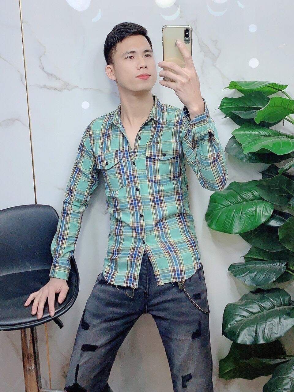 Sơ Mi Kẻ Rách Gấu Full Màu Hot