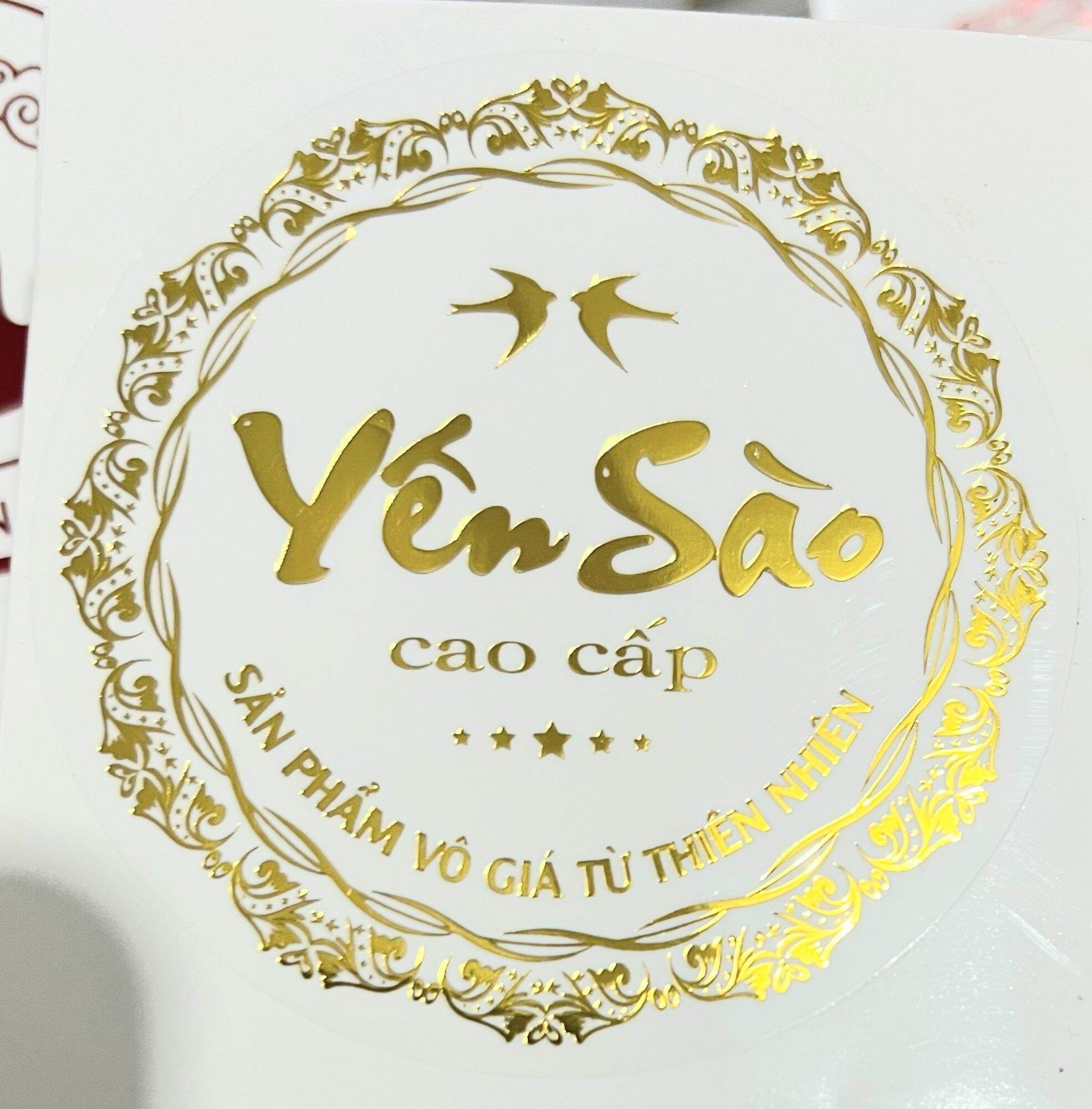 Tem kim trong dán hộp nhựa hoa mai yến sào